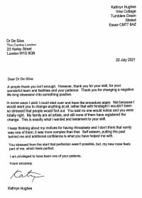 Thank you & Testimonial Facial Plastic Surgery London